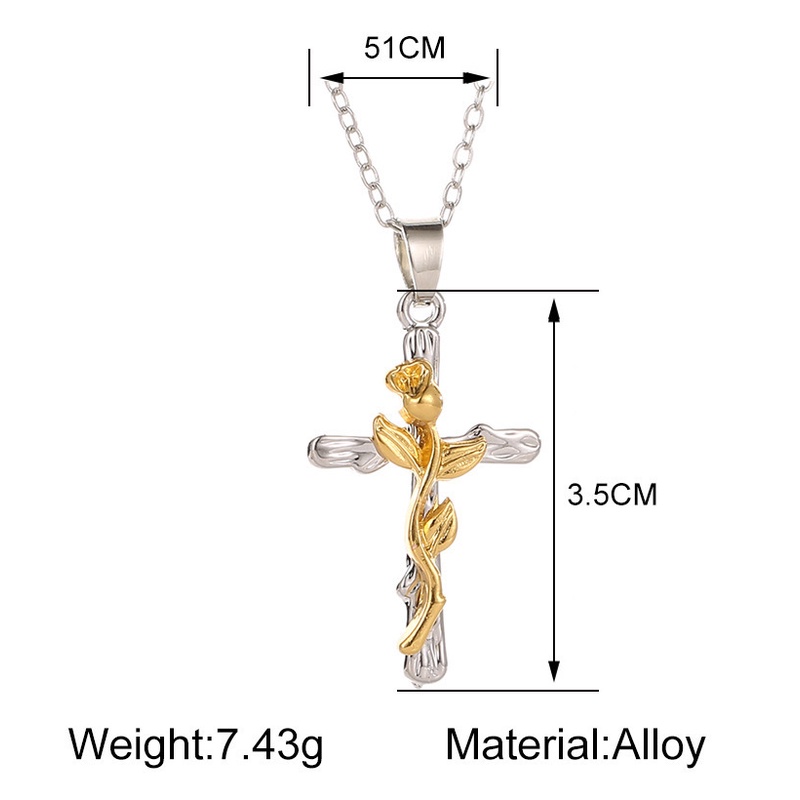 Retro style cross leaf rose gold flower lucky figure 8 pendant necklace simple fashion jewelry ladies attending a banquet party to wear the best