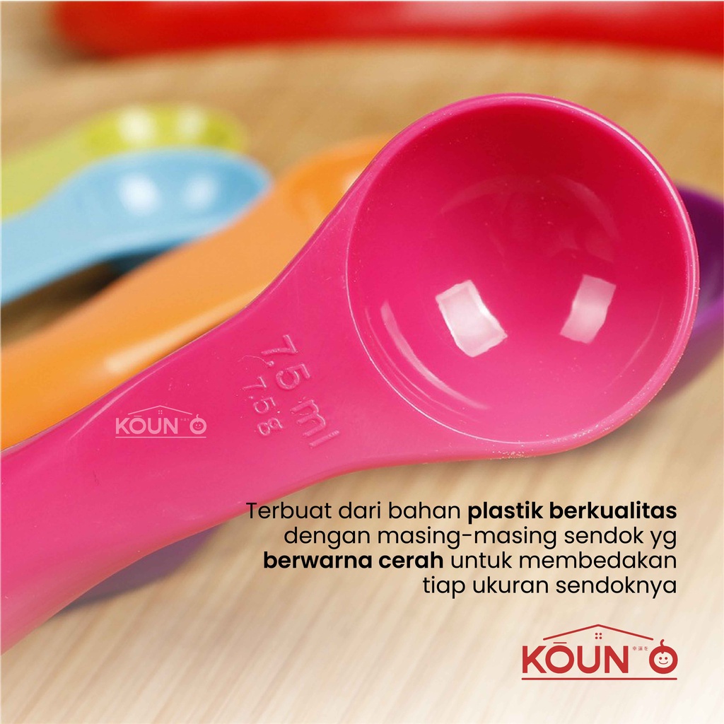 Sendok Takar Set 5 in 1 Takaran Plastik Warna Serbaguna Bumbu Dapur Measuring Gram Spoon Baking