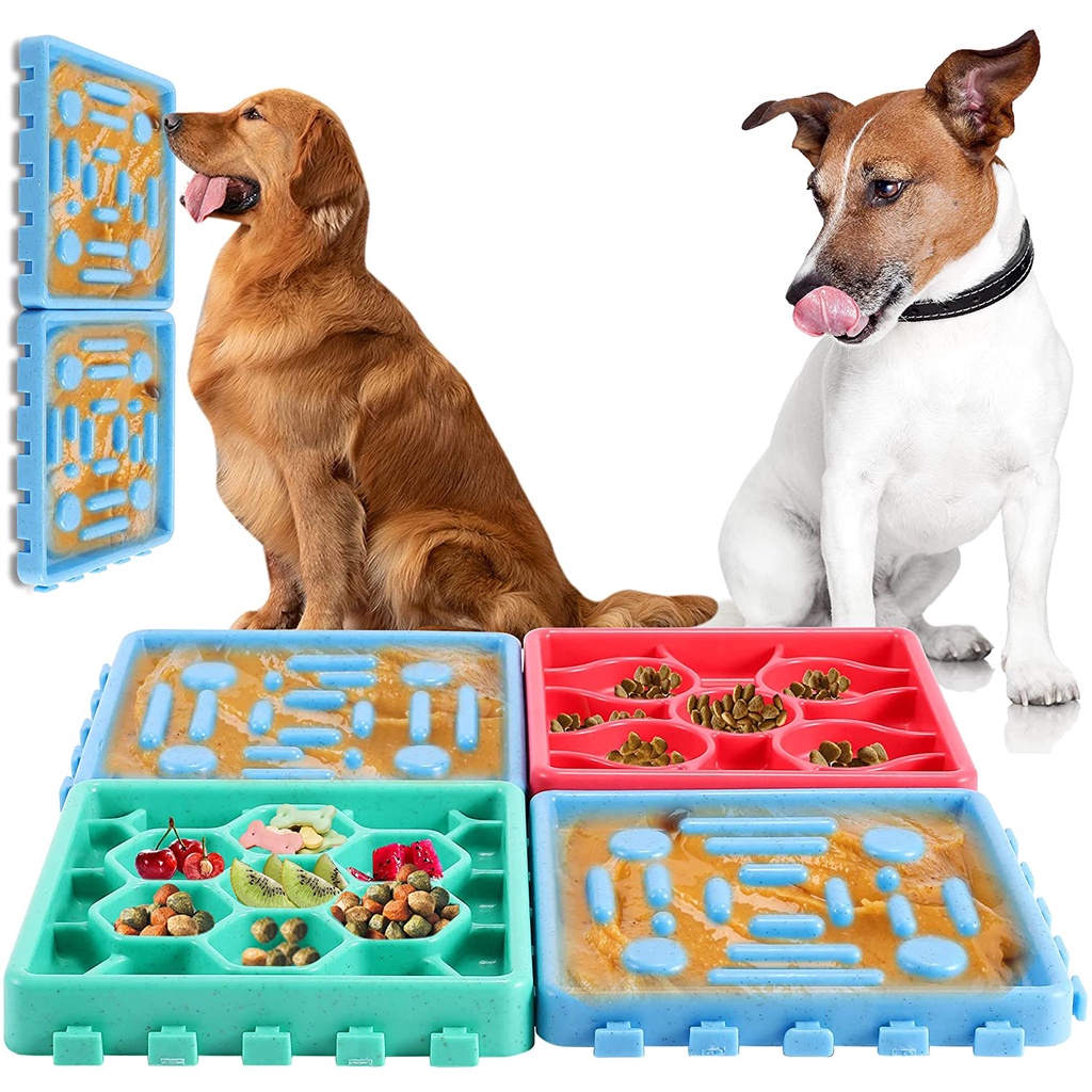 4 Pcs Anjing Menjilat Tray Anjing Lambat Makan Mangkuk Lambat Treater Anjing Lambat Lucu Mangkuk Hewan Peliharaan Lebih Lambat Treater Mangkuk Interaktif Mainan Hewan Peliharaan