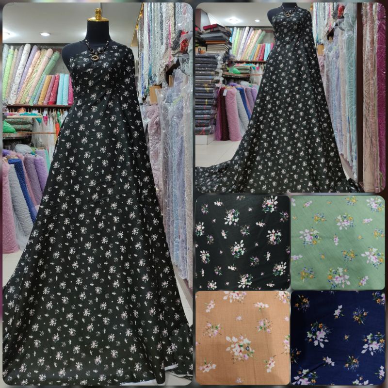 Kain Katun Jepang Motif Bunga Cantik