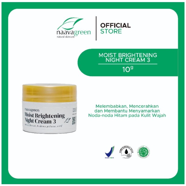KRIM KOSMETIK NAAVAGREEN KRIM MALAM BRIGHT - KRIM PENCERAH - KRIM MALAM