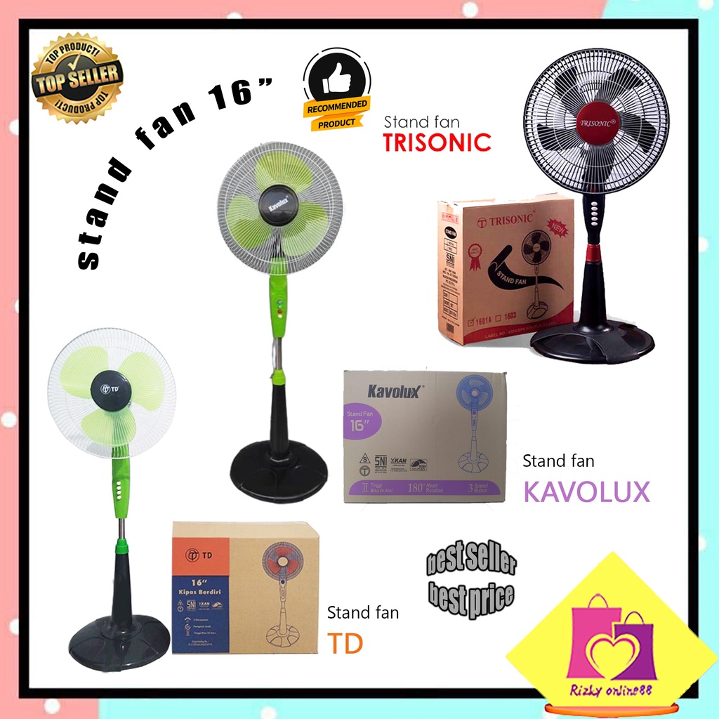 Rizkyonline88 kipas angin berdiri stand fan bulat 16 inch