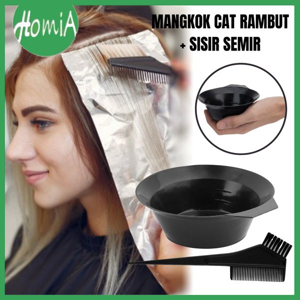 Mangkuk Cat Rambut + Sisir Semir / Wadah Mangkok Tempat Mewarnai Rambut / Alat Peralatan Salon Professional Bahan Plastik