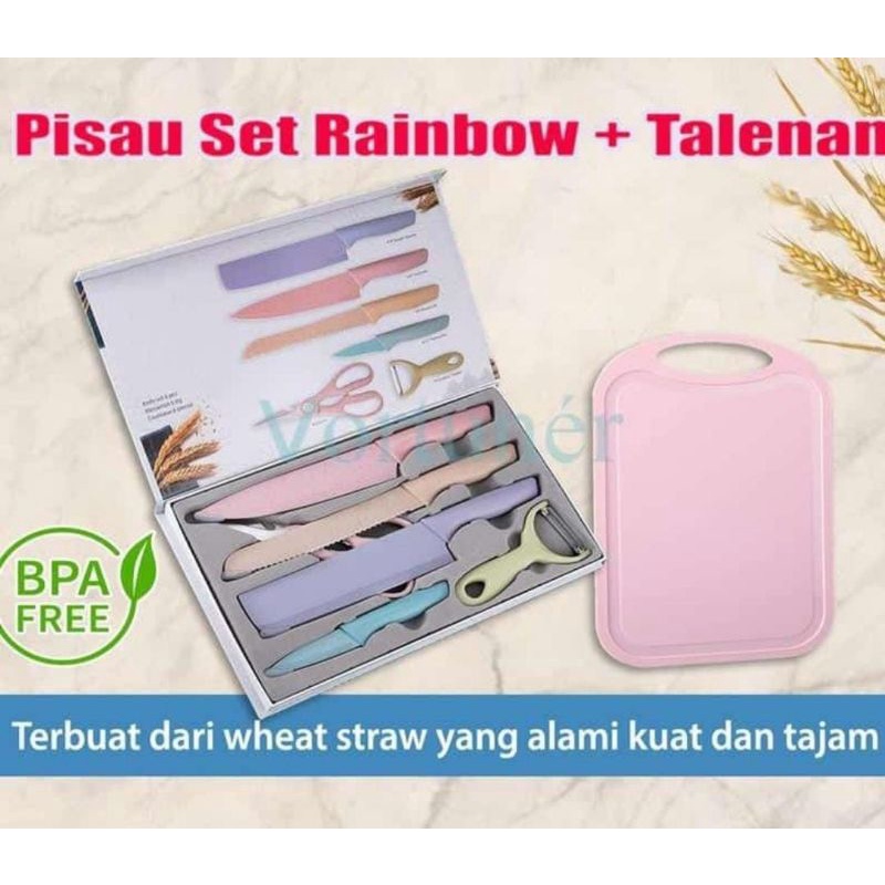 Pisau Set Rainbow 8 in 1 (Pisau + Talenan) Box Magnetic