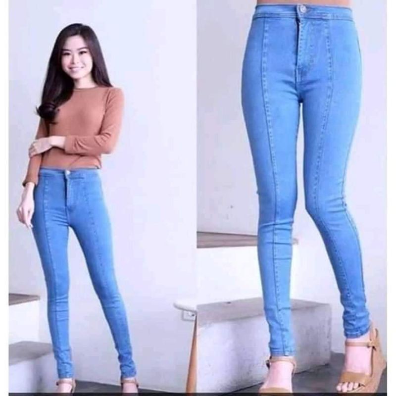 Highwaist Tulang Jeans Big Size 27-42