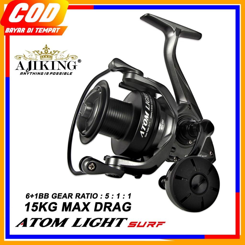 AJIKING ATOM LIGHT SURF REEL SPINNING 15KG 6+1BB
