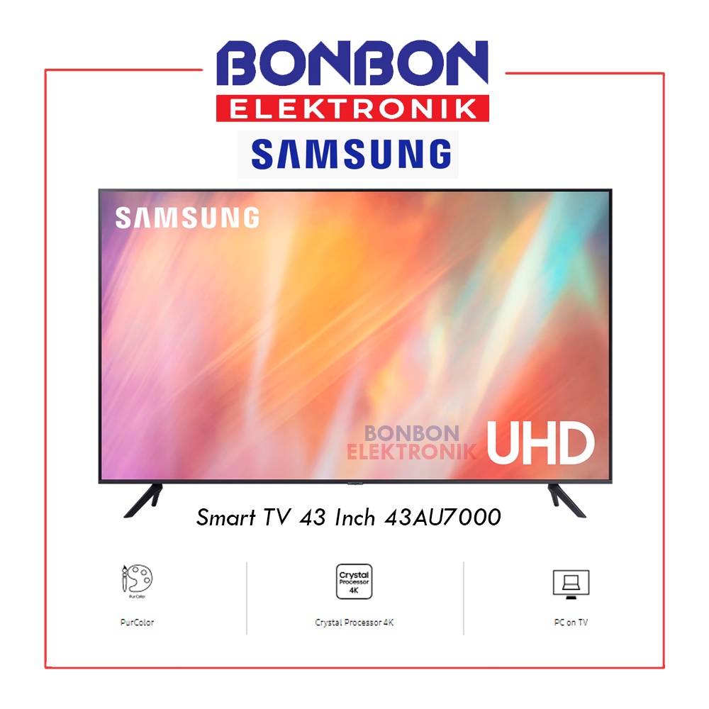 Samsung LED Smart TV 43 Inch 43AU7000 Crystal UHD 4K UA43AU7000 AU7000