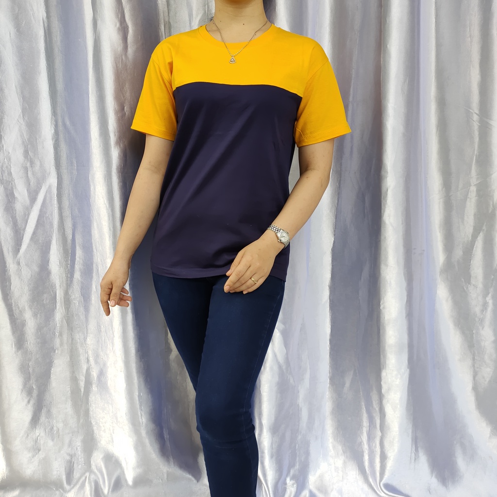 kaos reglan polos kombinasi KUNING-NAVY uk 20 22 S m l xl xxl