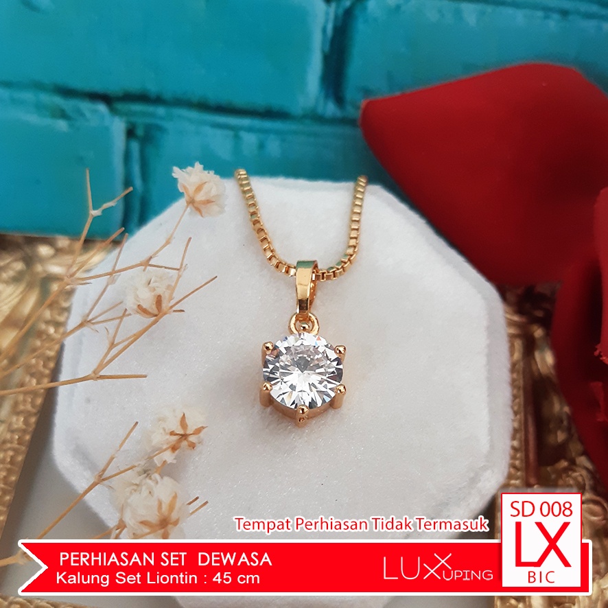 SD 008 Perhiasan Set Dewasa Murah Mata Zirkon Berlian Imitasi Kalung Itali Liontin Mas Imitasi Set Perhiasan Xuping Mas Awet Tidak Termasuk Tempat Cincin Luxx Xuping