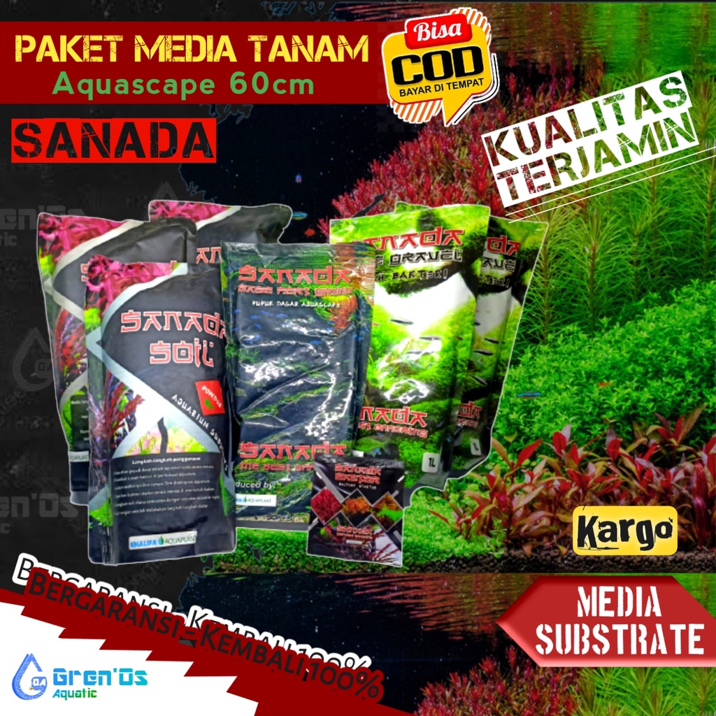 Paket Media Tanam Substrate Sanada Aquascape Aquarium 60cm Akuarium Soil Pupuk Dasar Rumah Bakteri S