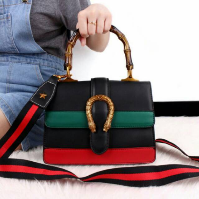 Gucci Dionysus Striped Bamboo Top Handle Handbags 6339
