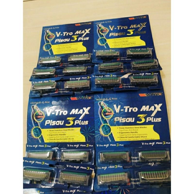 12 PCS GILLET V-tro Max //GILLET CUKUR 3 MATA PISAU