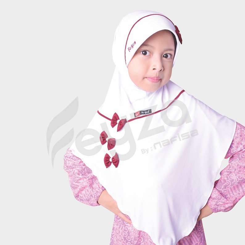 Jilbab Instan Anak Feyza Fillia | Hijab Instan Anak Kerudung  Instan Aplikasi Pita Usia 6-9 Tahun