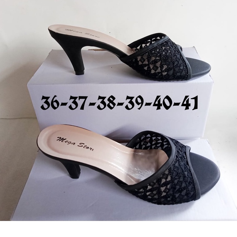 Sandal Wanita Chunky Heels Sandal Wanita Dewasa Sandal Pesta Sendal Brukat Ter Murah Hak 7 Cm NA77