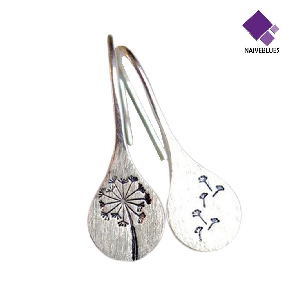 Anting Desain Dandelion Lapis Silver Gaya Retro Untuk Wanita