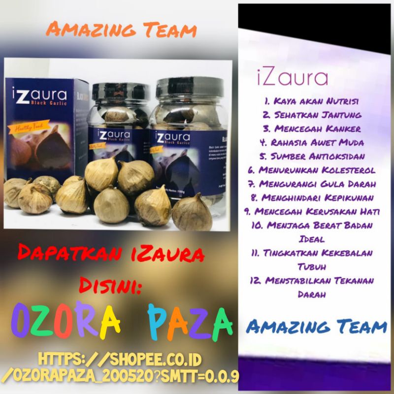 Bawang Hitam Tunggal "iZaura Black Garlic" berat 100gr