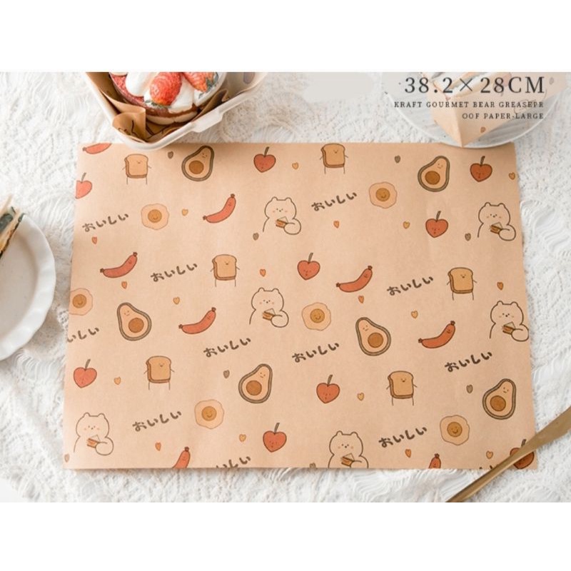 baking paper motif korea(28×38cm)/parchment paper/wax paper/props/kertas sandwich/box mika/kotak kue