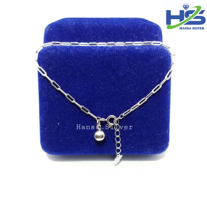 Gelang Tangan Perak Asli Silver 925 Lapis Emas Putih Model Rantai Catena Ukuran Kecil - Gelang Perak Wanita Anti Karat