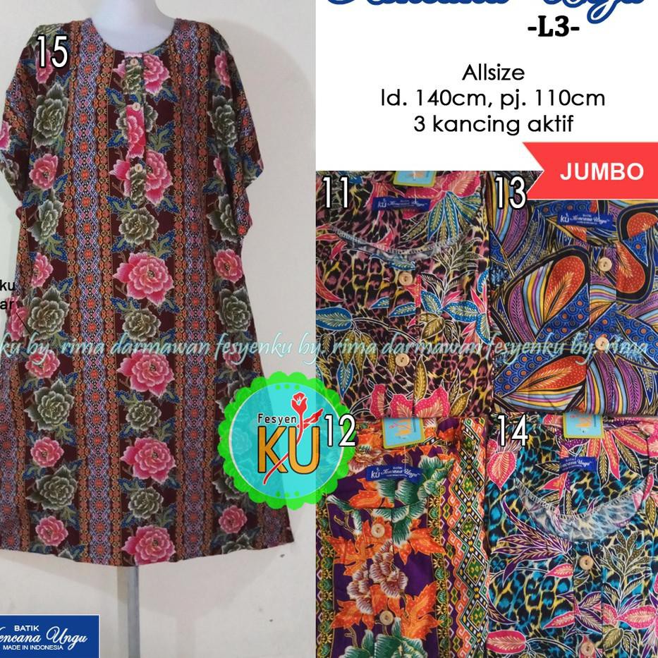 Langsung di Order L3 DASTER BATIK KENCANA UNGU ASLI LABEL BIRU 3 KANCING DEPAN LENGAN KALONG JUMBO