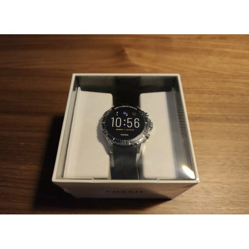 READY ON SEALED FOSSIL Q SMARTWATCH HR GARRETT BLACK SILICONE STAINLESS GEN 5 FTW4041