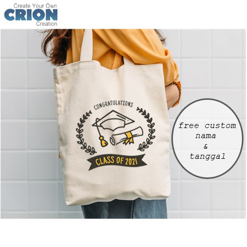 Totebag Blacu - Souvenir/Kado Wisuda - Bisa Custom Nama - By Crion