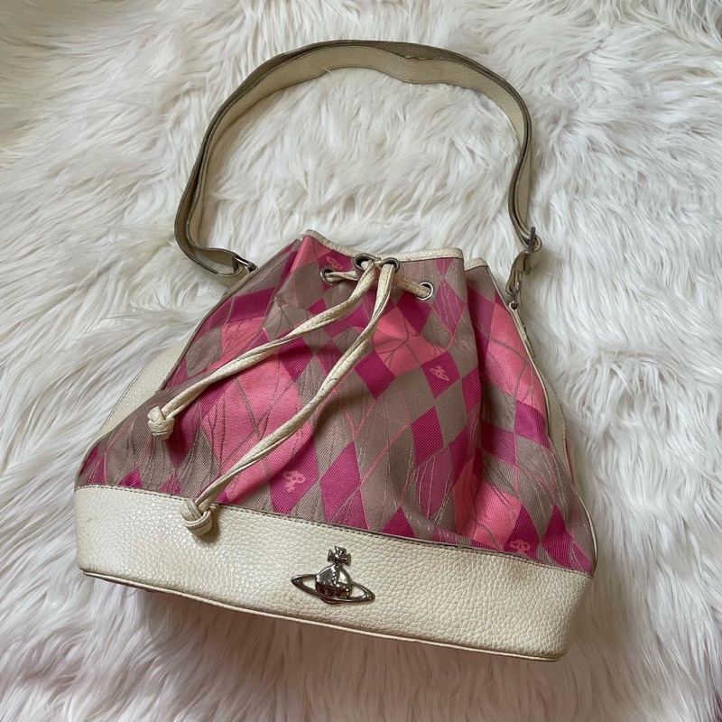 Auth Pink Vivienne Westwood Bucket Bag/Vivienne Westwood Preloved/Tas Vivienne Westwood/Tas Preloved