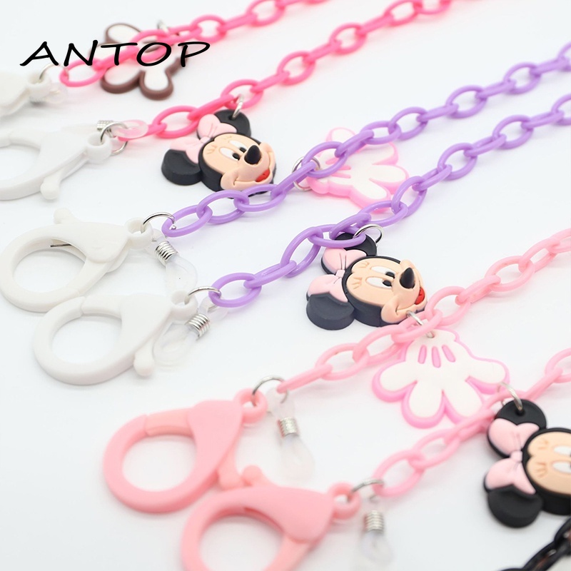 Rantai Kacamata Desain Mouse Kartun Fashion Nyaman Lanyard Akrilik Hitam ANTOP