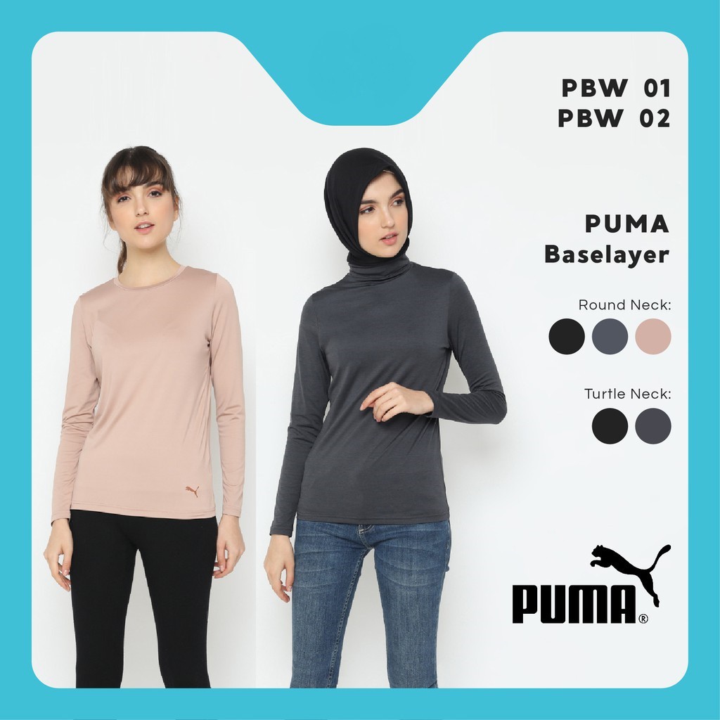 Puma Base Layer Manset Wanita - Menset Daleman Inner Perempuan - Warm Cell Teknologi Turtle/Round
