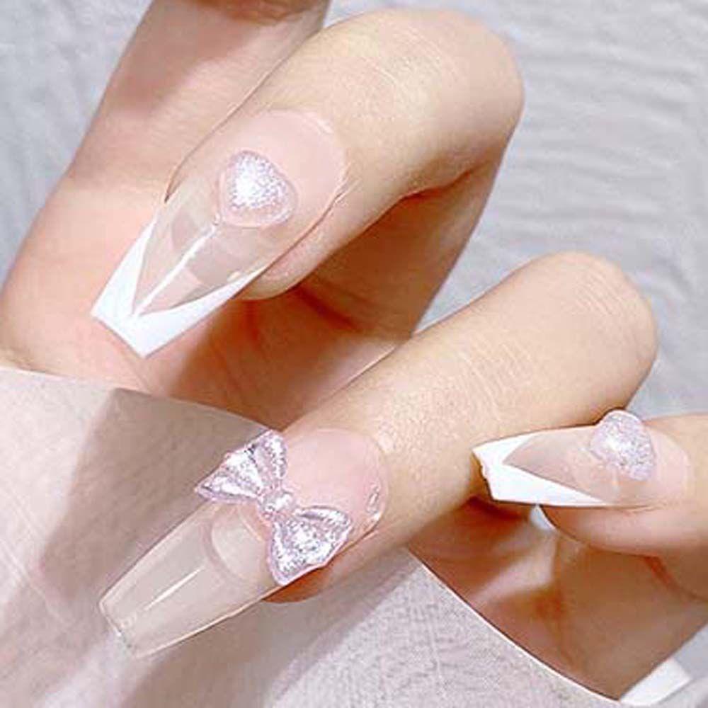 Mxbeauty Jantung Nail Art Berlian Imitasi Wanita Jepang Es Melalui Manikur Aksesoris Kuku Bor Bunga 3D Perhiasan Kuku