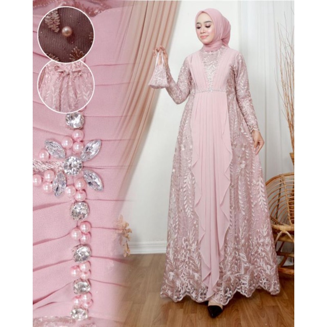 Permata Olshop / Kebaya Gamis Viara NK / Gamis Kebaya Pesta / Gamis Modern / Kebaya Kondangan / Gamis Bridesmaid