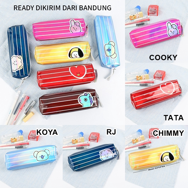 Tempat Pensil Striped Laser Pencil Case BTS BT21 KPOP 