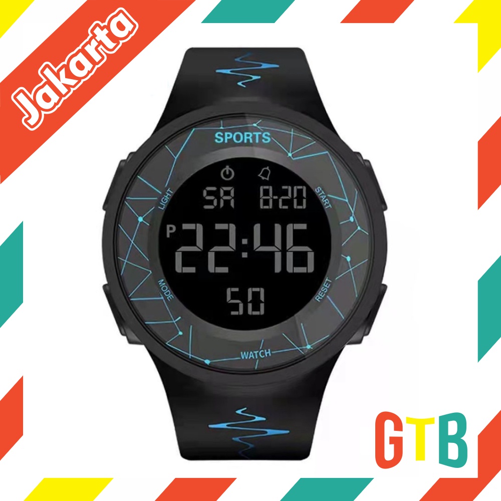 ❤GTB❤ Jam Tangan Rubber Digital Sport Bulat Wanita Dan Pria Fashion Gaya Korea Import JT034