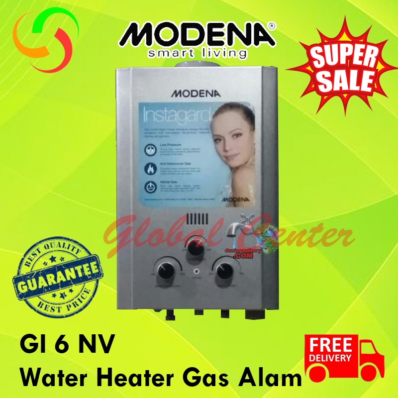 pemanas air gas water heater modena gi 6n v   gi 6nv gas alam
