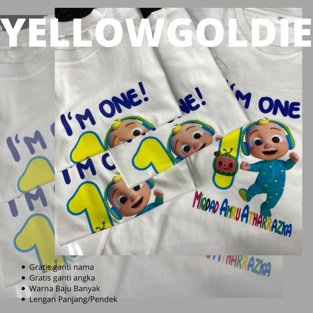 Custom Kaos Ulang tahun Keluarga / Baju Couple Custom Anak Dewasa COCOMELON