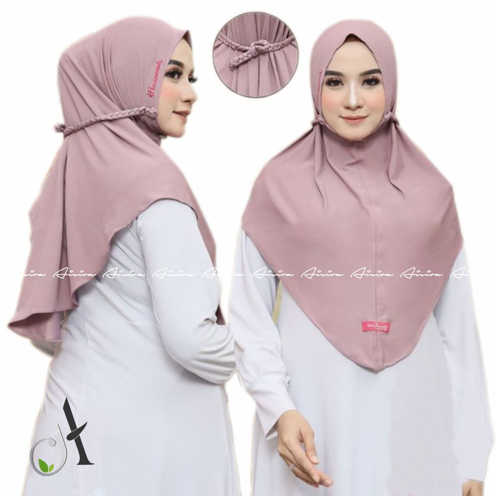 ORI HASANAH HIJAB Bergo Maryam Jersey Instan Tali Kepang Fatimah Bahan Jersey Airis Premium / Jilbab