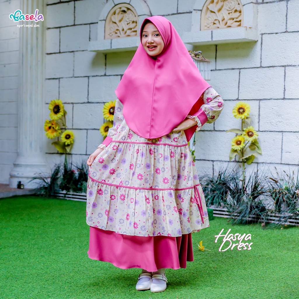 Gamis Anak Branded Terbaru 2023 Mewah Pesta Nyaman Syar'i Perempuan Remaja Tanggung Terbaru 2022 Double Layer Nyaman Arrum DRESS BASELA [4-13tahun]