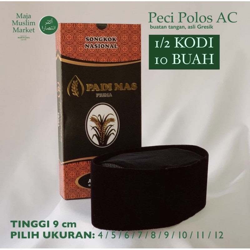 Peci Songkok Kopiah - PADI MAS Prima AC - Tinggi 9 (Grosir 10 Pcs)