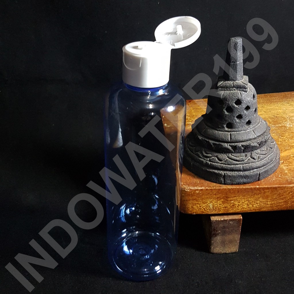 BOTOL PLASTIK 250 ML BIRU TUTUP FLIPTOP PUTIH  MINIMAL 5 PCS
