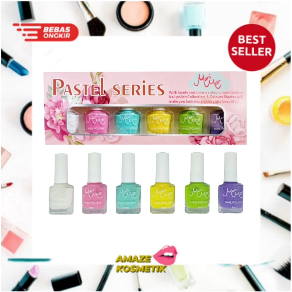 MARIMAR Nail Polish Pastel Series 8mL  (1 pack isi 6 warna ) 8ML BPOM