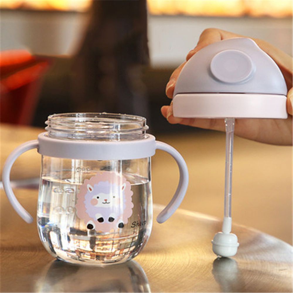 MXBEAUTY 300ml Drinking Kettle Portable Baby Feeding Bottle Straws Water Bottle Child Pipette Water Bottle PC Cute Easy Grip Band Push Button Cartoon Sippy Cup/Multicolor