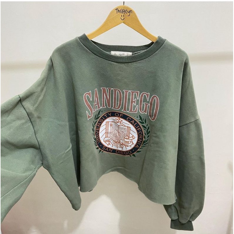 ARMY SANDIEGO UNIVERSITY CROP WANITA OVERSIZE | SWEATER CROOPE | KOREAN STYLE KEKINIAN