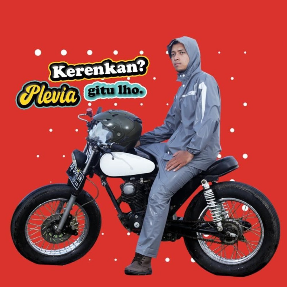 Jas Hujan Pria Dewasa Size XL Setelan Mantel Ujan Jaket Motor Touring Laki-laki Plevia Carbon 300