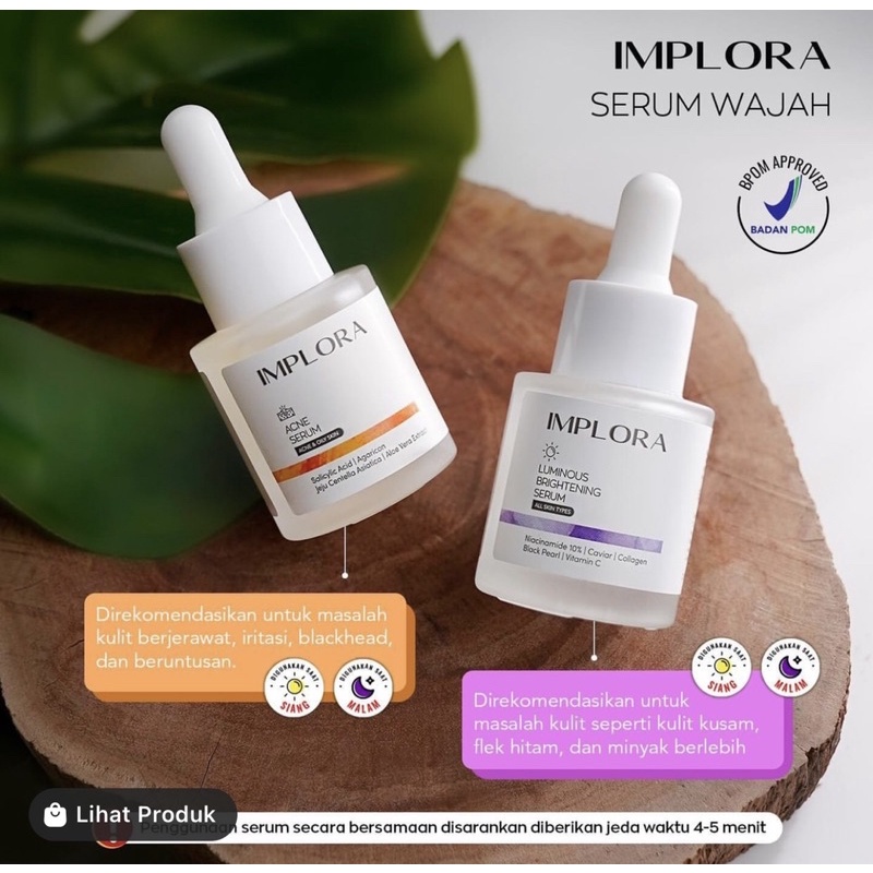 Implora Serum Wajah [COD] Face Midnight Luminous Brightening Peeling Acne Original BPOM 20ml