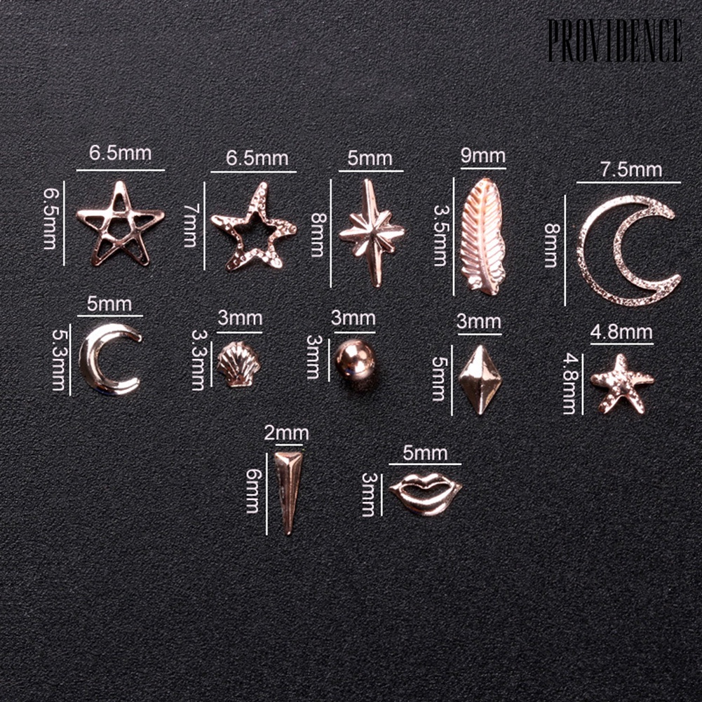 Providence 1 Box Metal Rivet Cross Bead Leaf Moon Star Nail Tips Decorations Manicure Tool