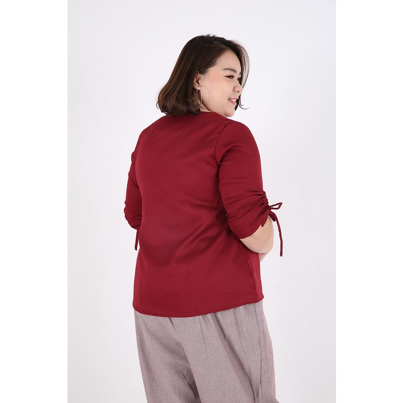 Sorabel - Auriez Plain V-Neck Big Blouse / Blouse Polos Wanita Lengan 3/4-4