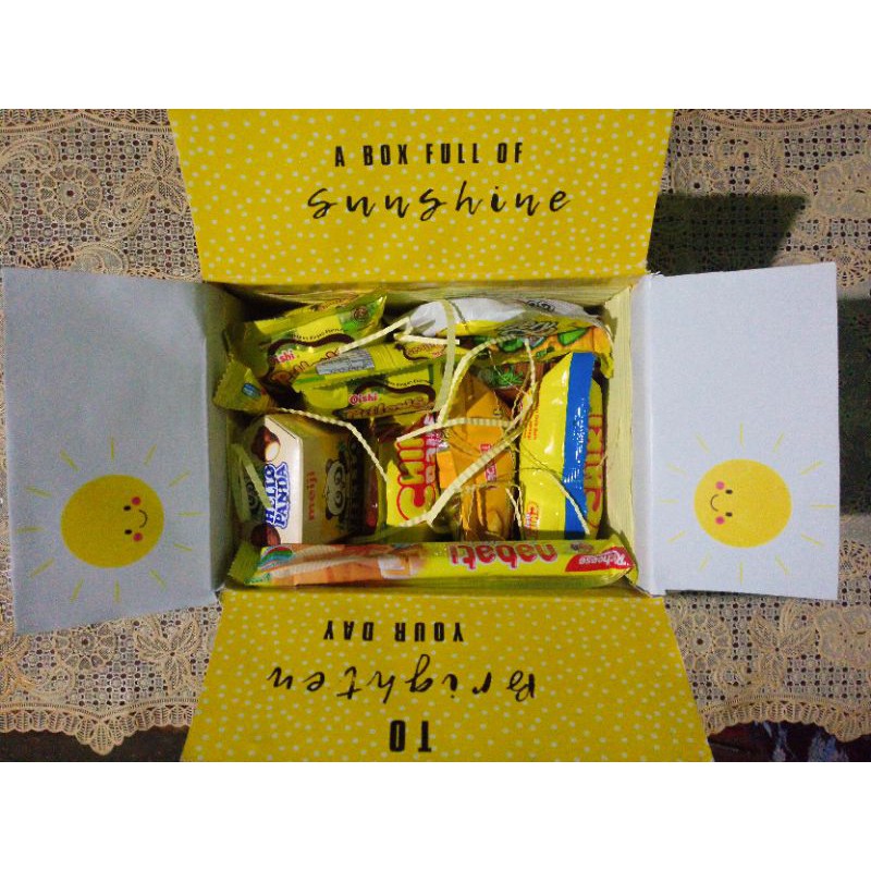 

kado snack In Box Sunshine Ready untuk kado orang Tersayang