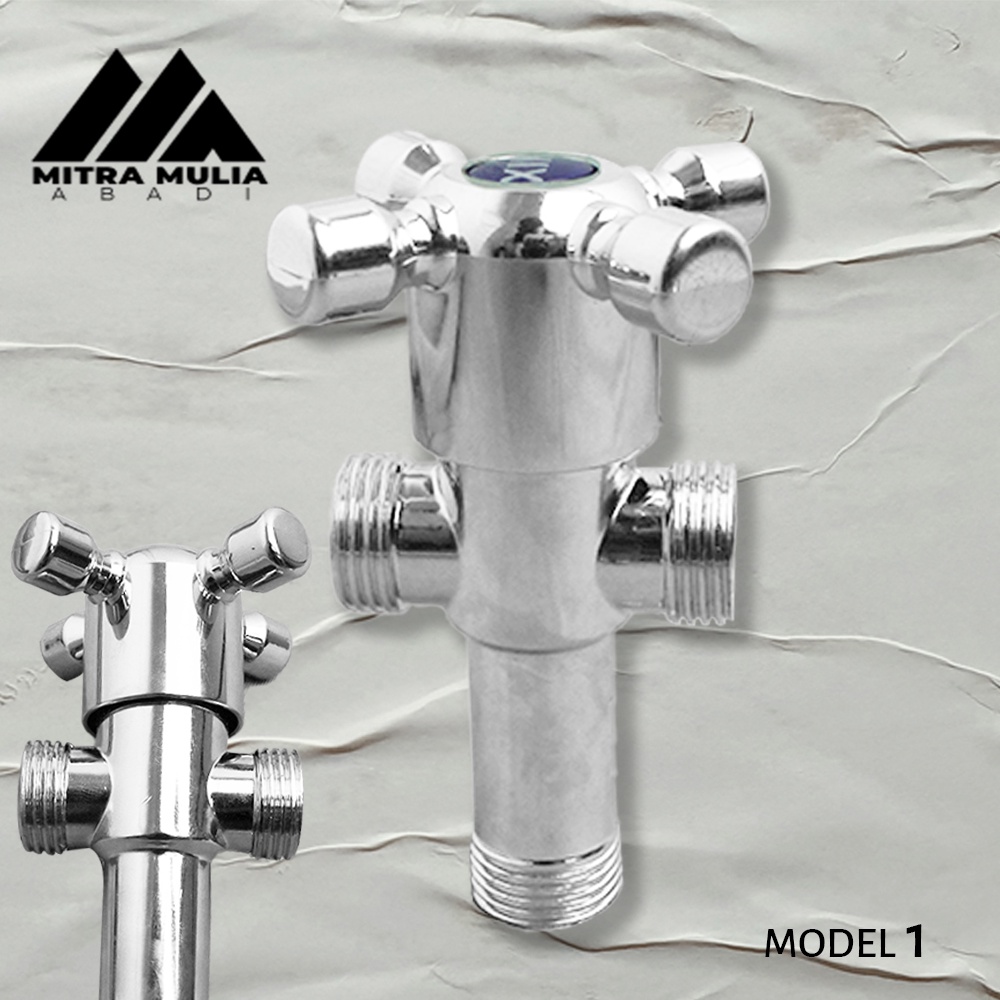 Kran Cabang T Double l Stop Keran Air Kamar Mandi Stainless l Closet