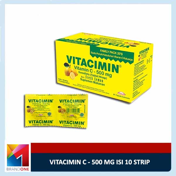 Vitacimin Tablet Lemon 1 Box Isi 10 Strip / Vitamin C 500 mg