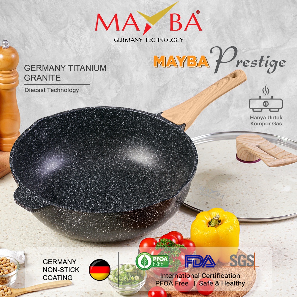 Everlux Panci Wok Pan Mayba 30cm Tidak lengket berbahan granit