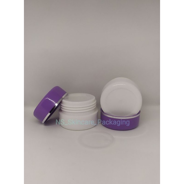 Pot cream 12,5gr ungu - putih list silver